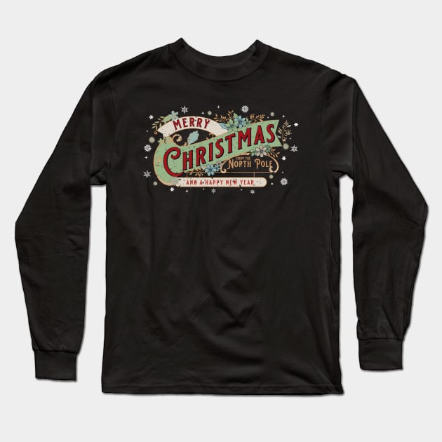 Merry Christmas Retro Type (distressed) Long Sleeve T-Shirt by DavidLoblaw